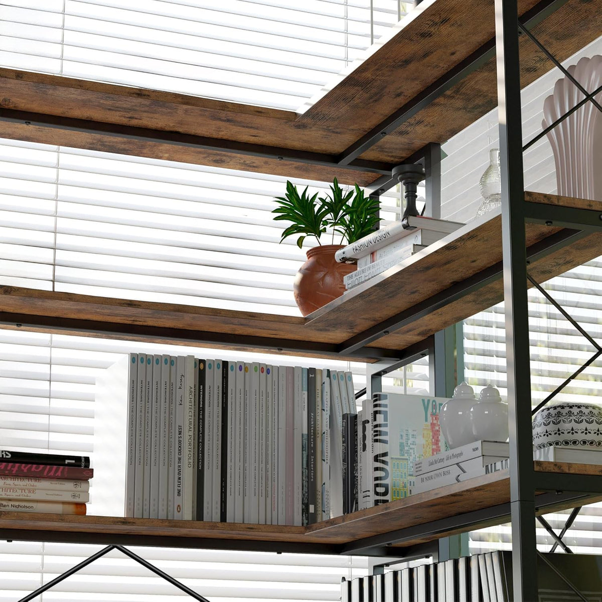 Corner Bookshelf 5 or 6 Tier Industrial Bookcase