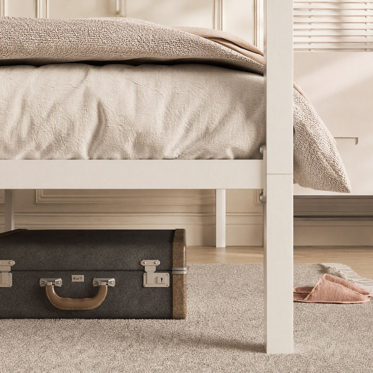 Canopy Bed Frame with Heavy-Duty Metal Slats