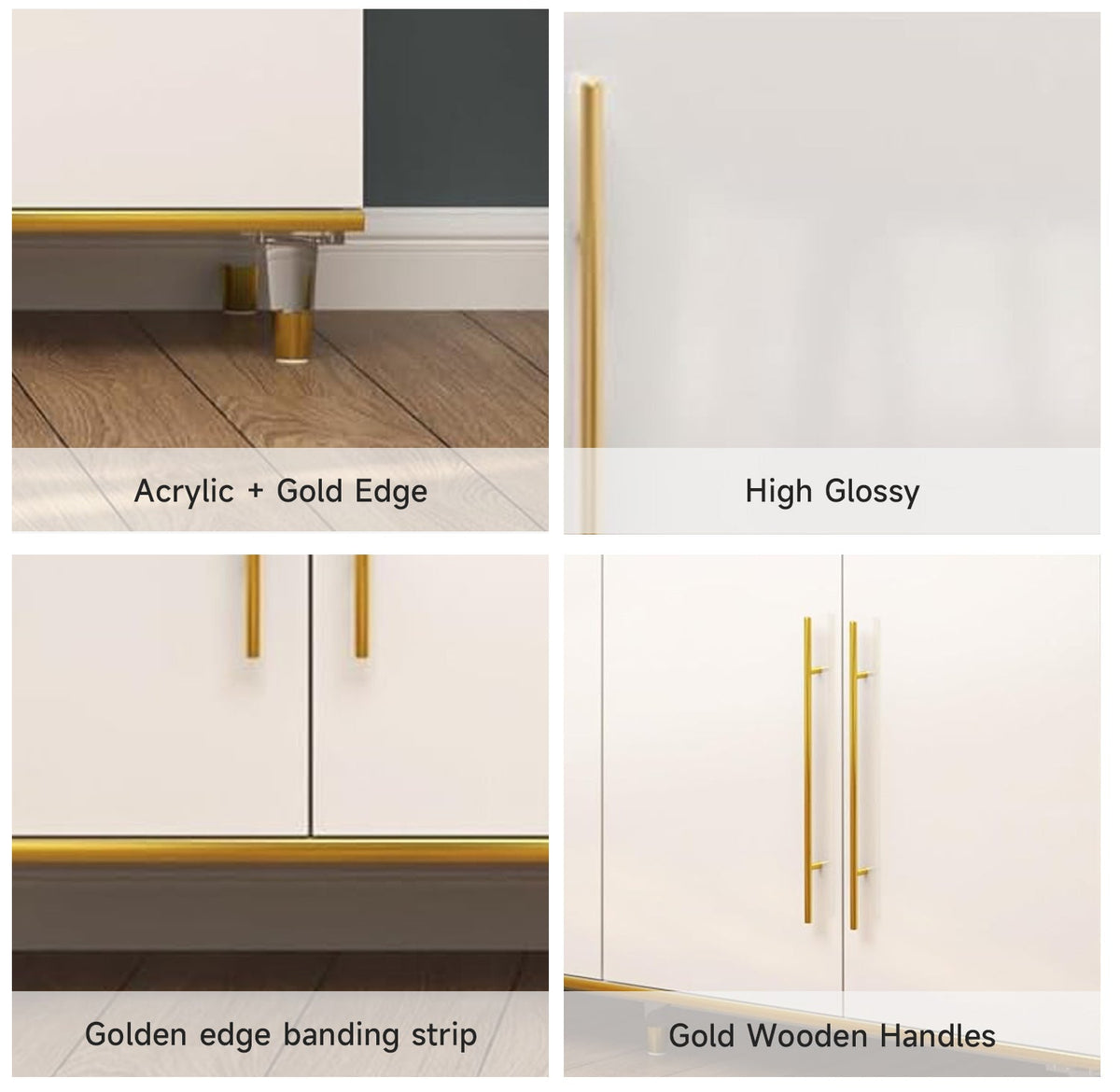 High Gloss Buffet Console Sideboard with Adjustable Shelf
