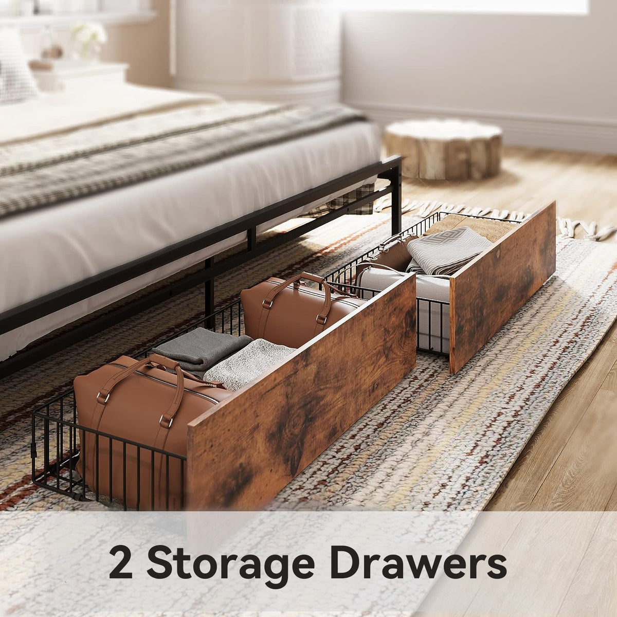 Platform Bed with Storage Headboard and Charging Station