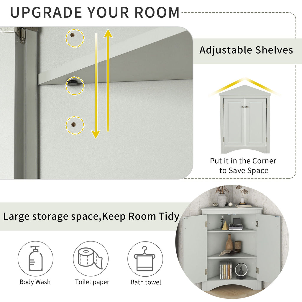 Triangle Bathroom Storage Cabinet, Adjustable Shelves