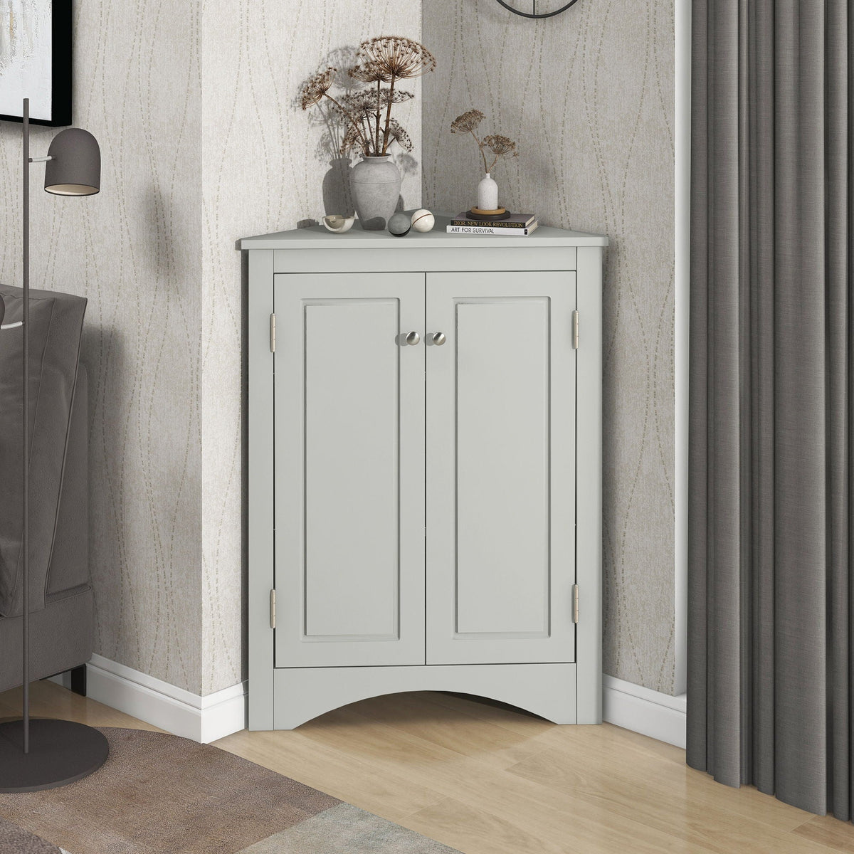 Triangle Bathroom Storage Cabinet, Adjustable Shelves