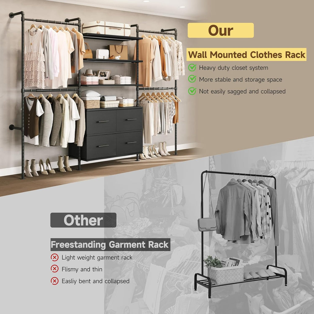Closet System with LED Light and 4 Drawers
