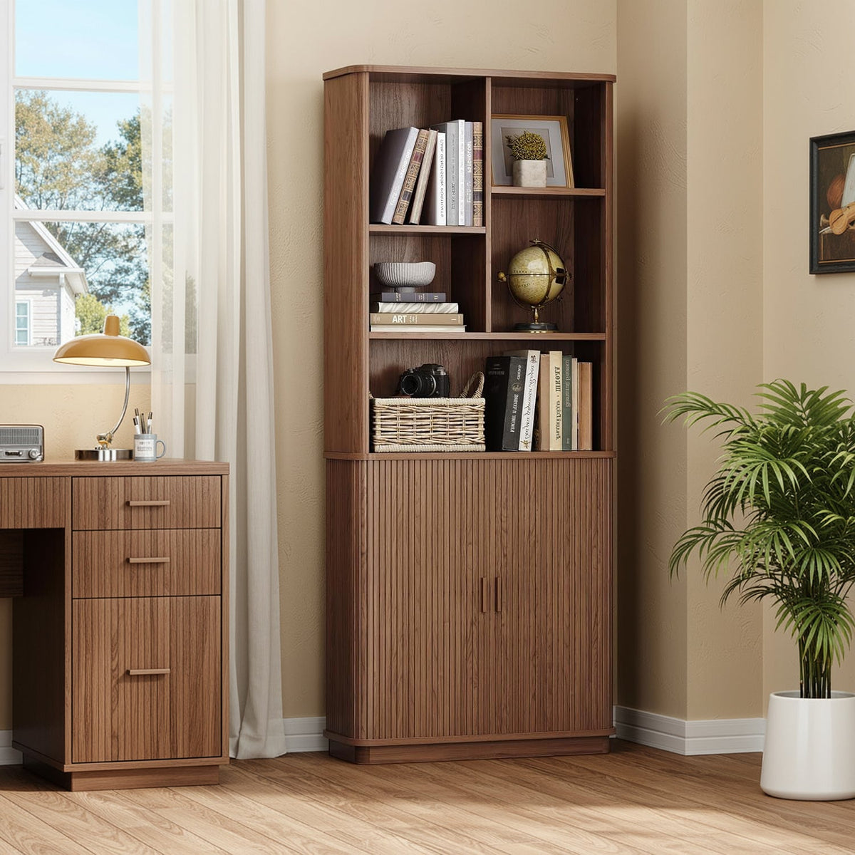 70.9 in Tall Bookcase with Doors