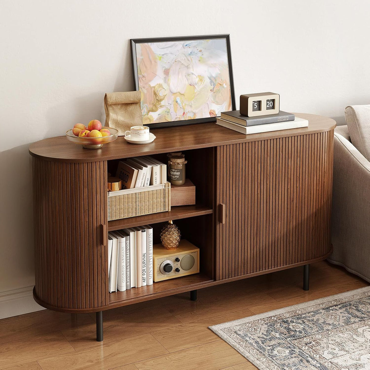 55 Inch Sideboard Buffet with Tambour Door