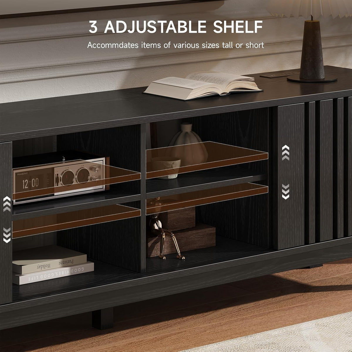 63 or 70 Inch TV Stand with Sliding Grille Doors