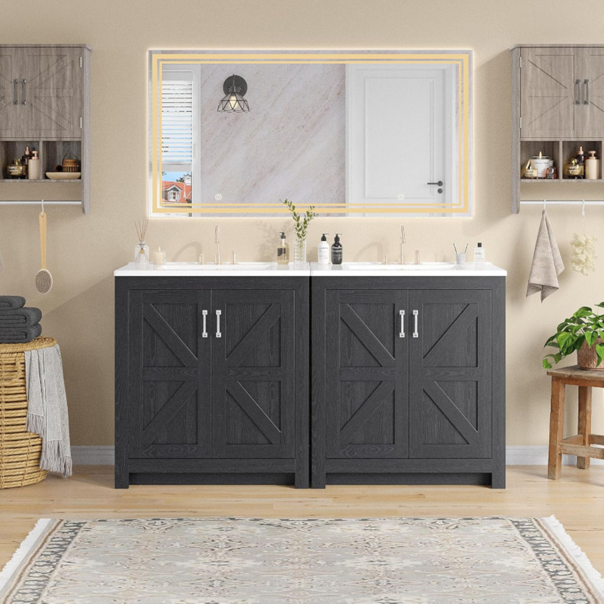 30-Inch Farmhouse Bathroom Vanity with Sink, Soft-Close