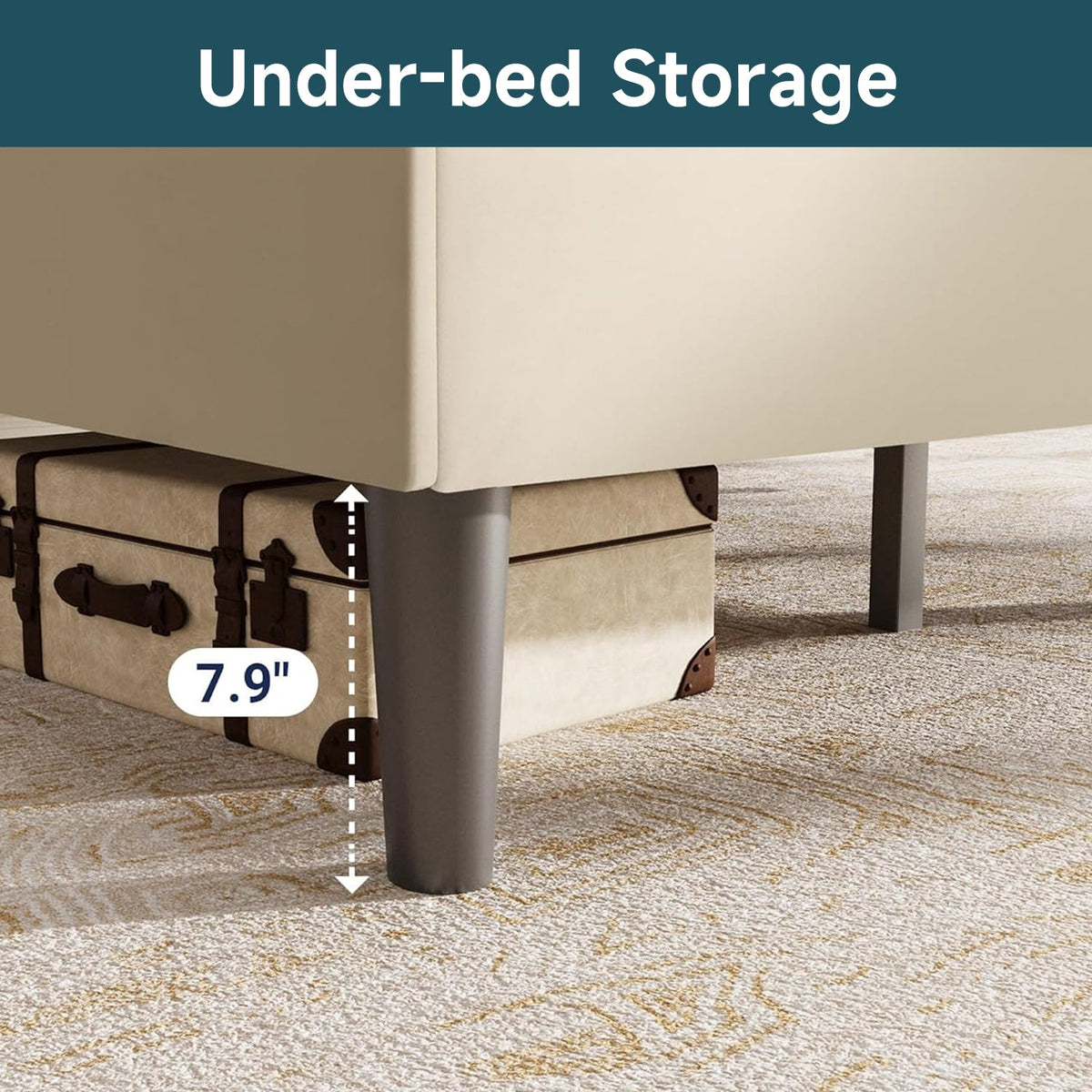 Velvet Platform Bed Frame with Adjustable Headboard