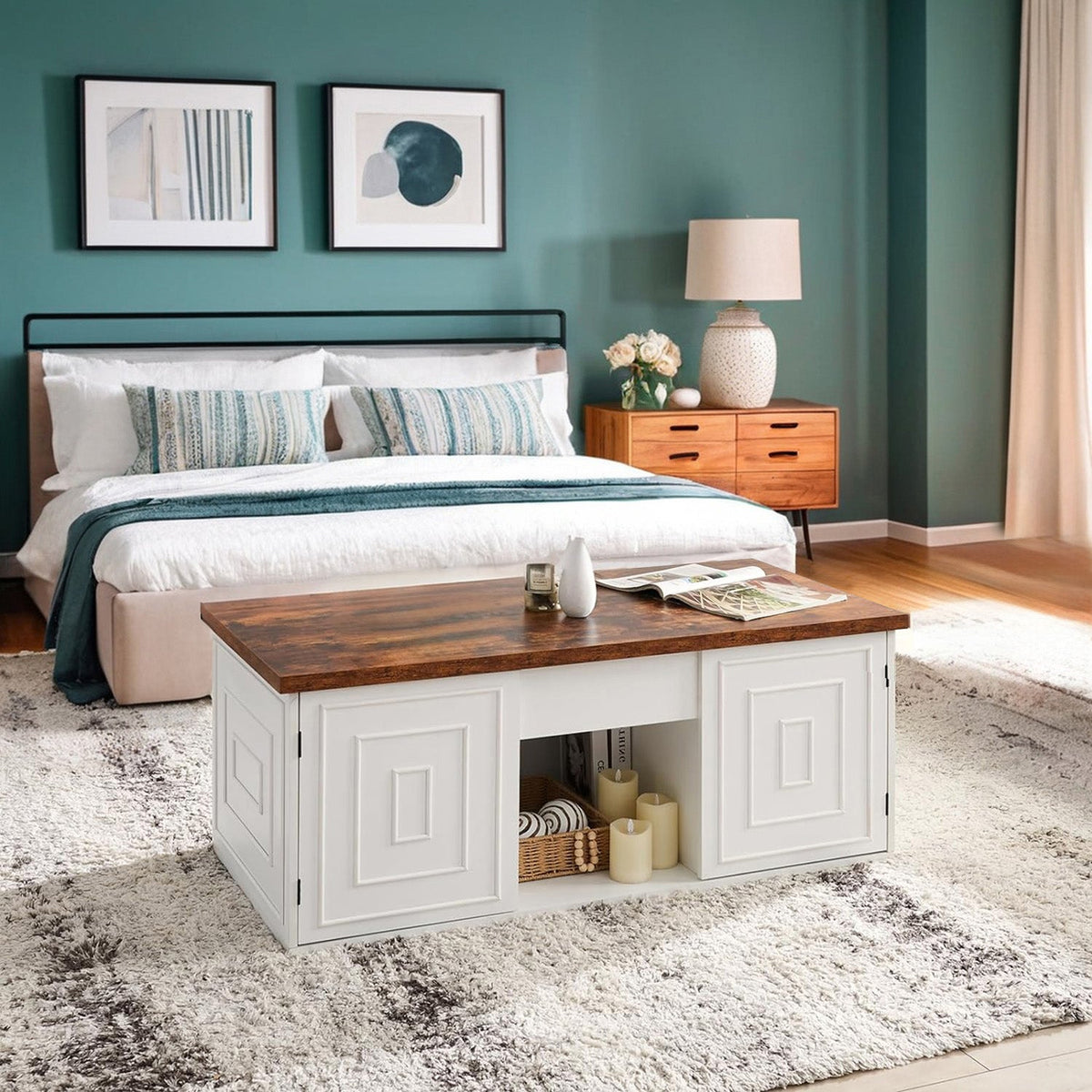 48 Inch Farmhouse Lift Top Coffee Table with Storage