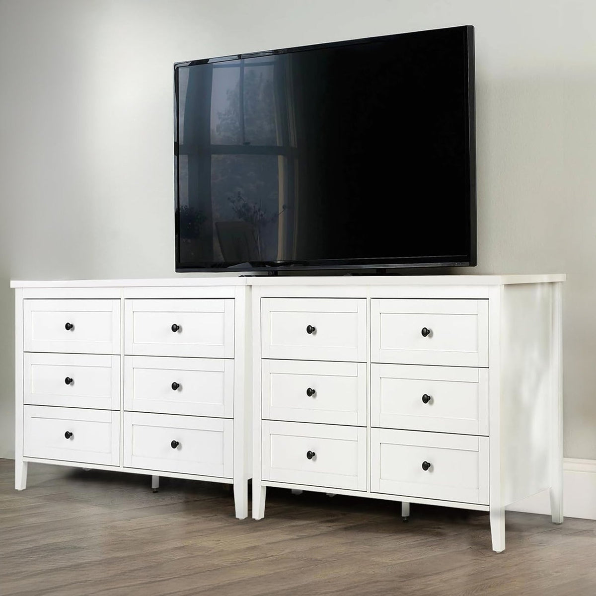 Traditional White 6 Drawer Dresser