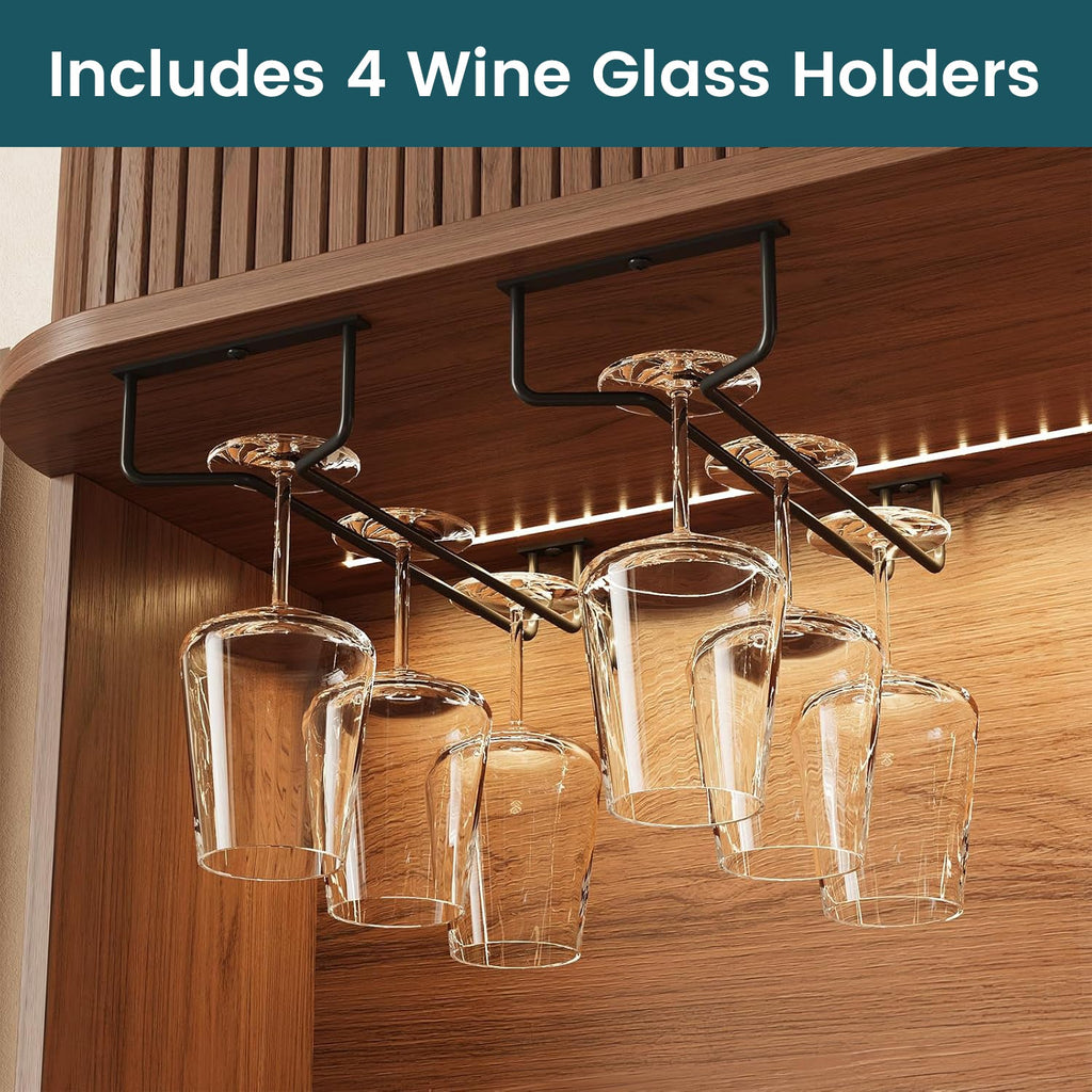 70 in Wine Bar Cabinet with LED Lights and Outlet