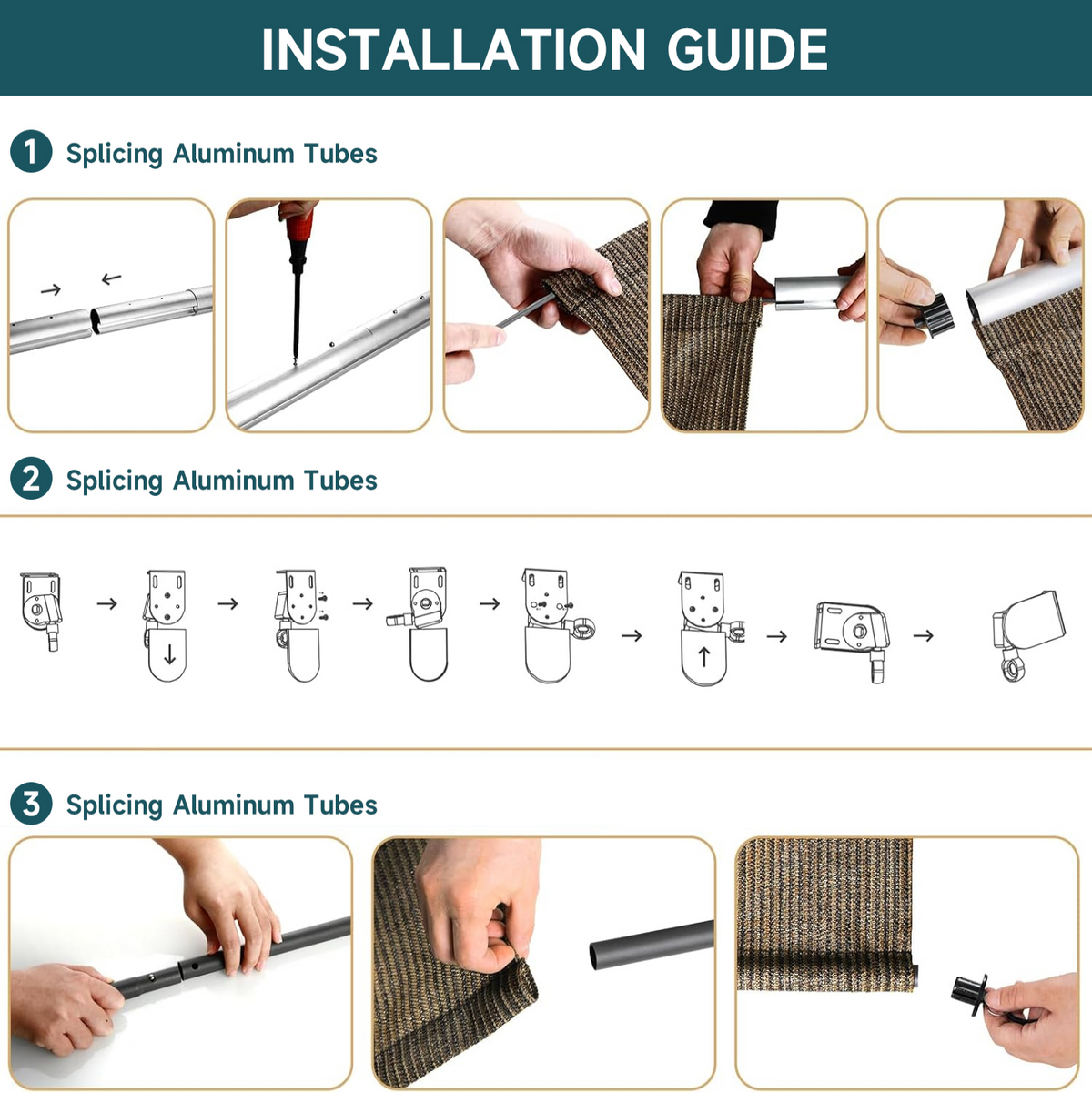 Outdoor Cordless Roll-Up Roller Shade with Crank