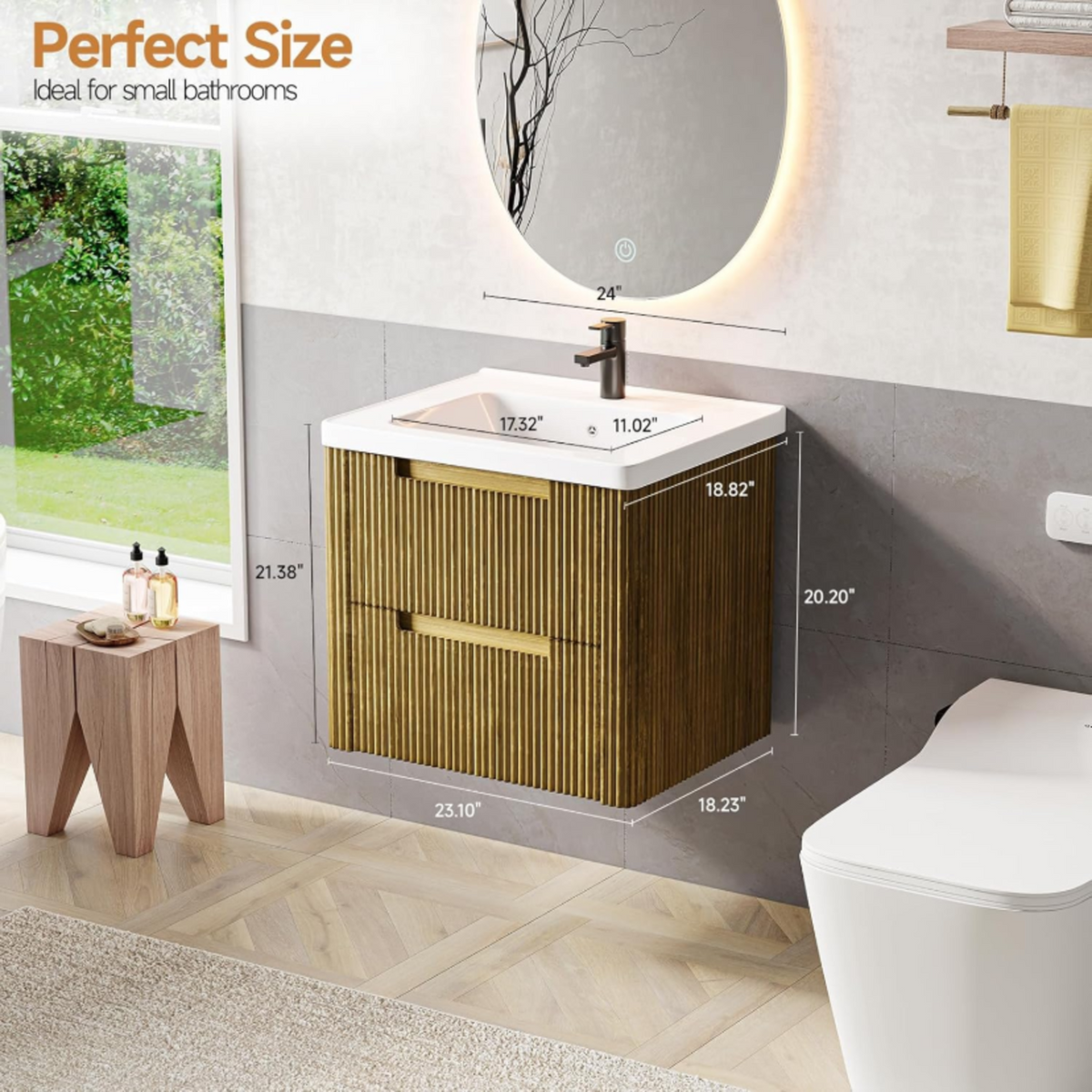 24-Inch Small Floating Bathroom Vanity with Sink