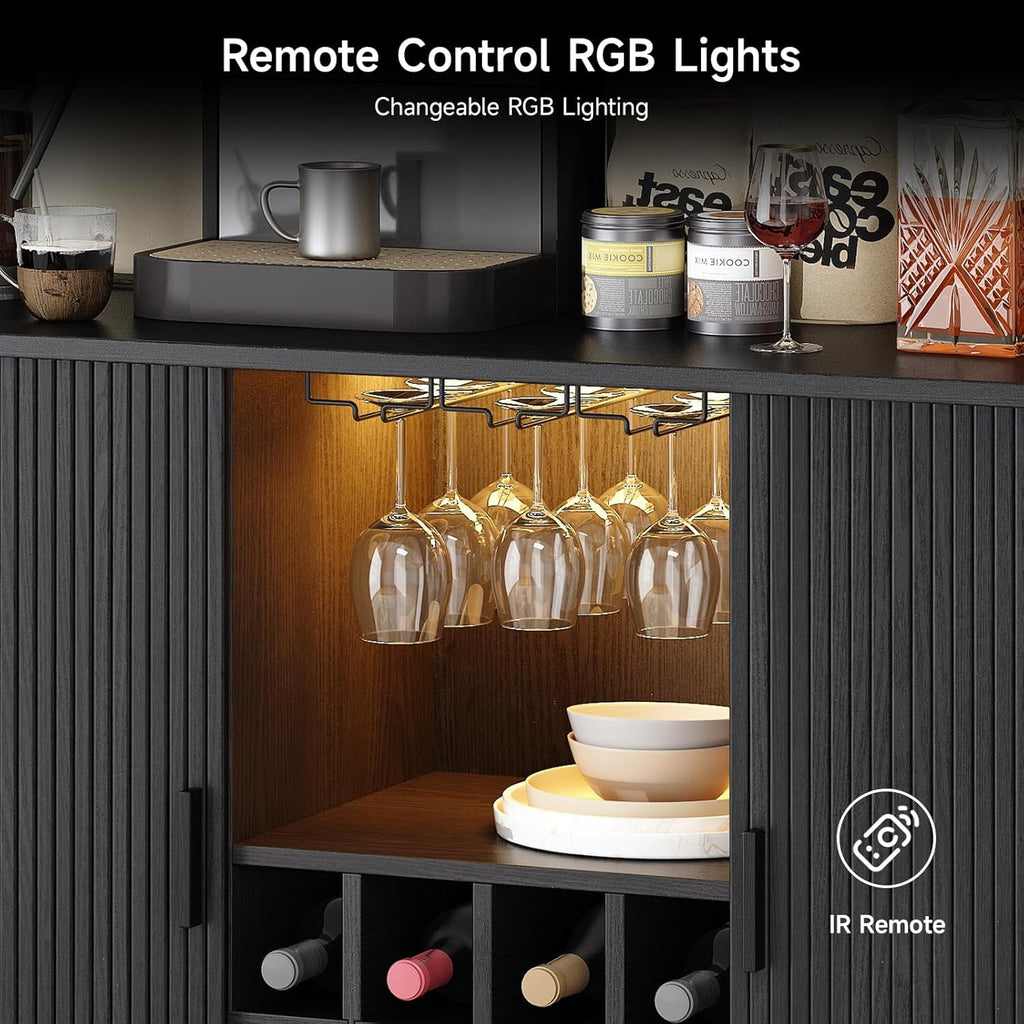 55 Inch LED Wine Bar Cabinet and Coffee Station