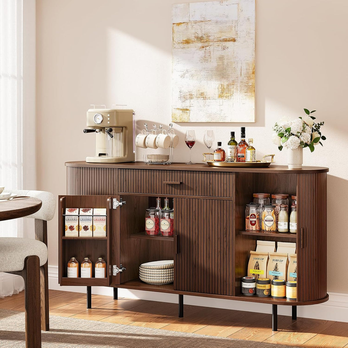 63 Inch Sideboard Buffet Cabinet with Sliding Door