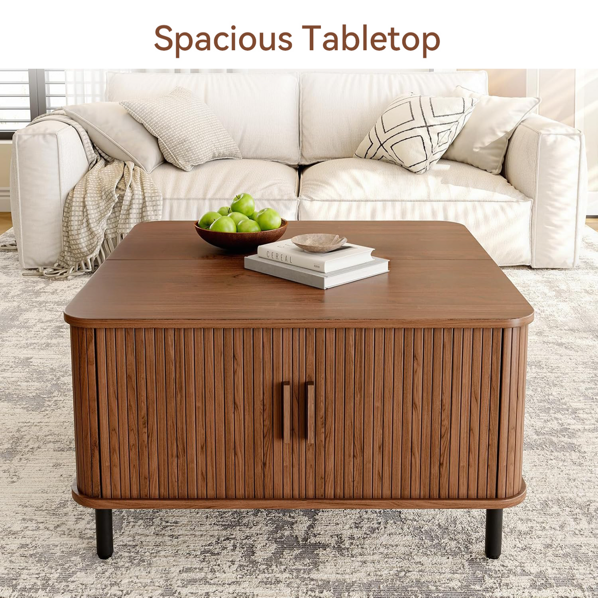 31.5 Inch Square Lift-Top Coffee Table with Storage