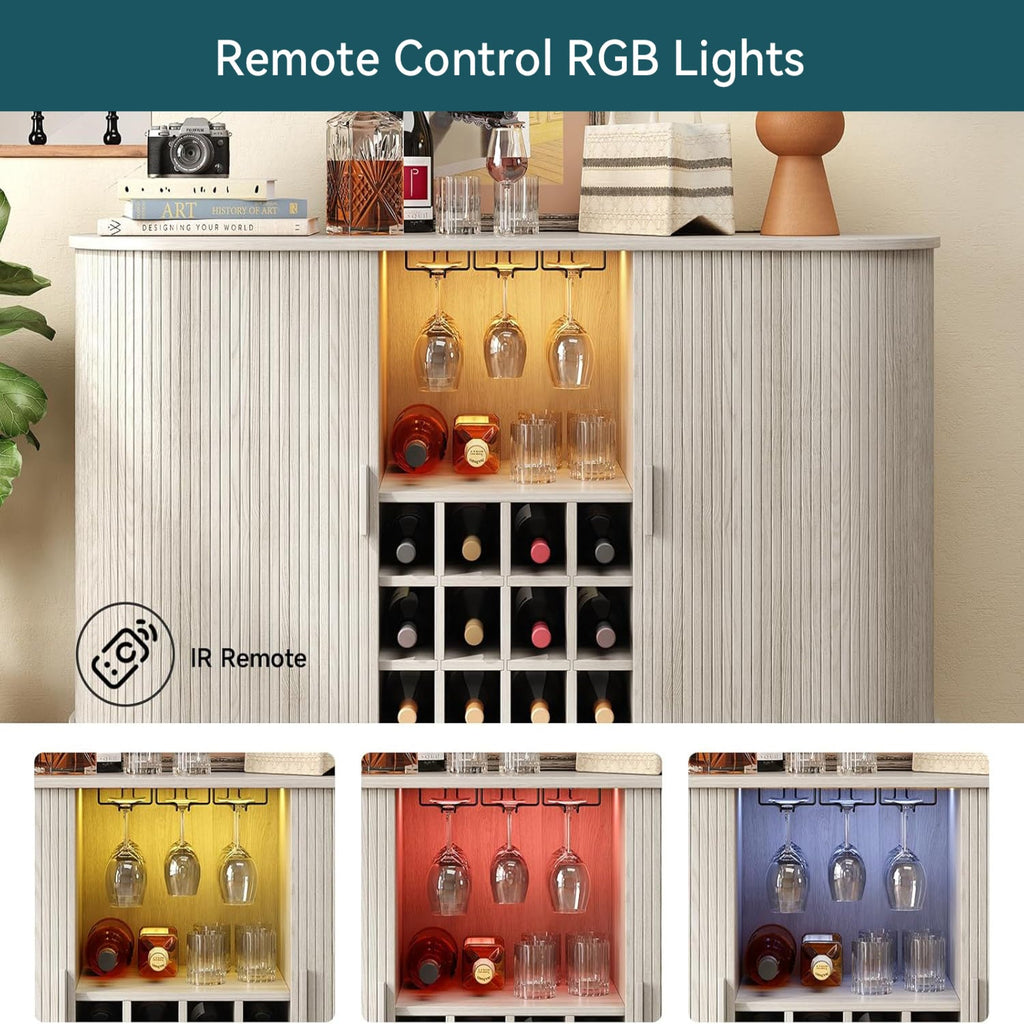 55 Inch LED Wine Bar Cabinet and Coffee Station