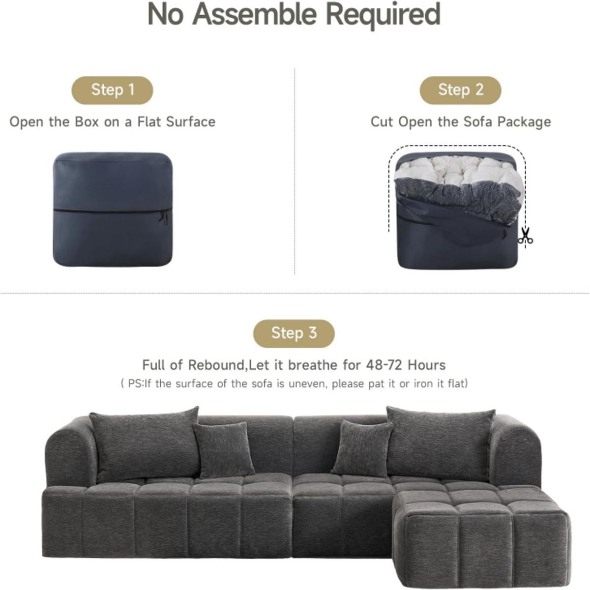 Modular Cloud Sectional Sofa with Chenille and Chaise
