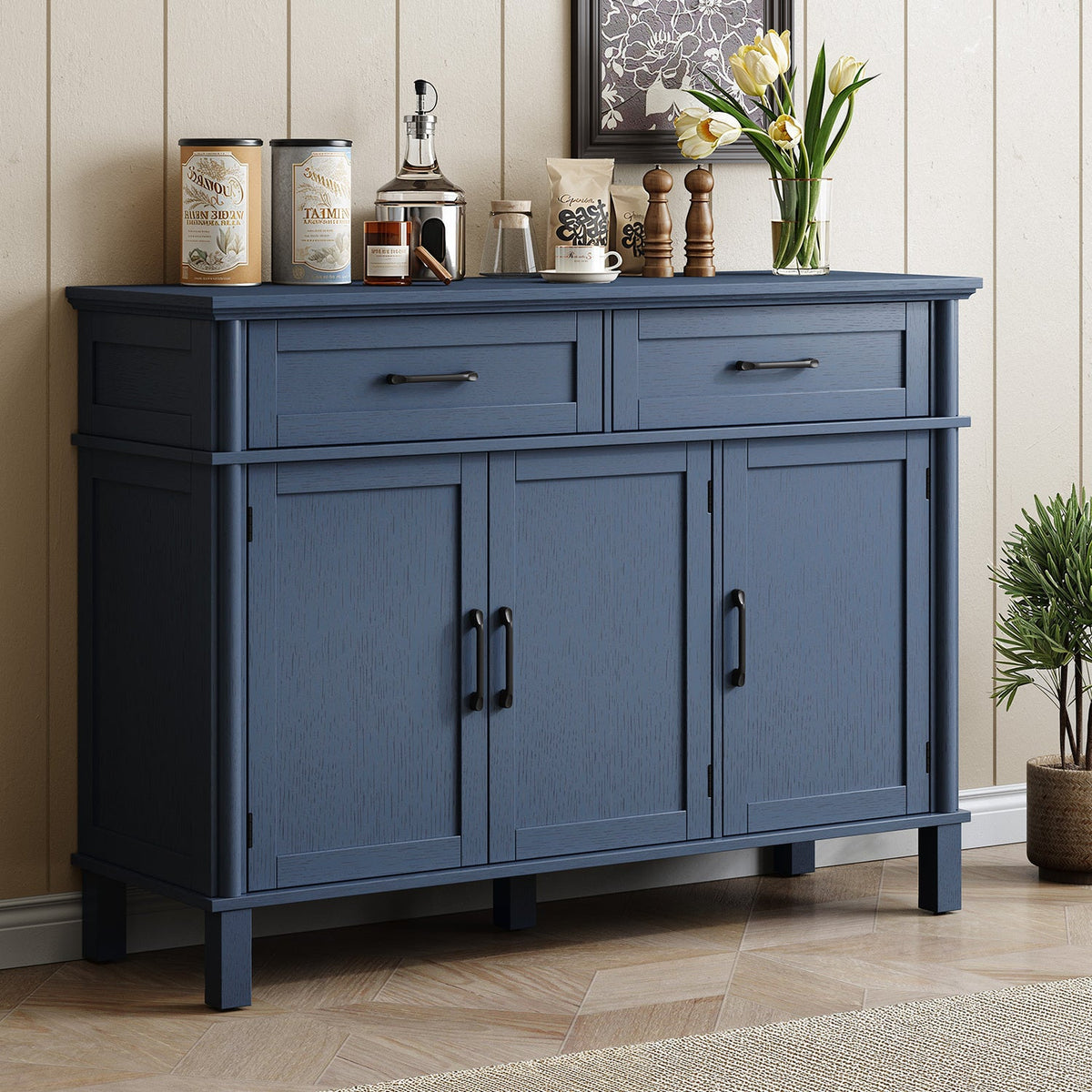 Wood Buffet Sideboard with 2 Drawers and 3 Doors