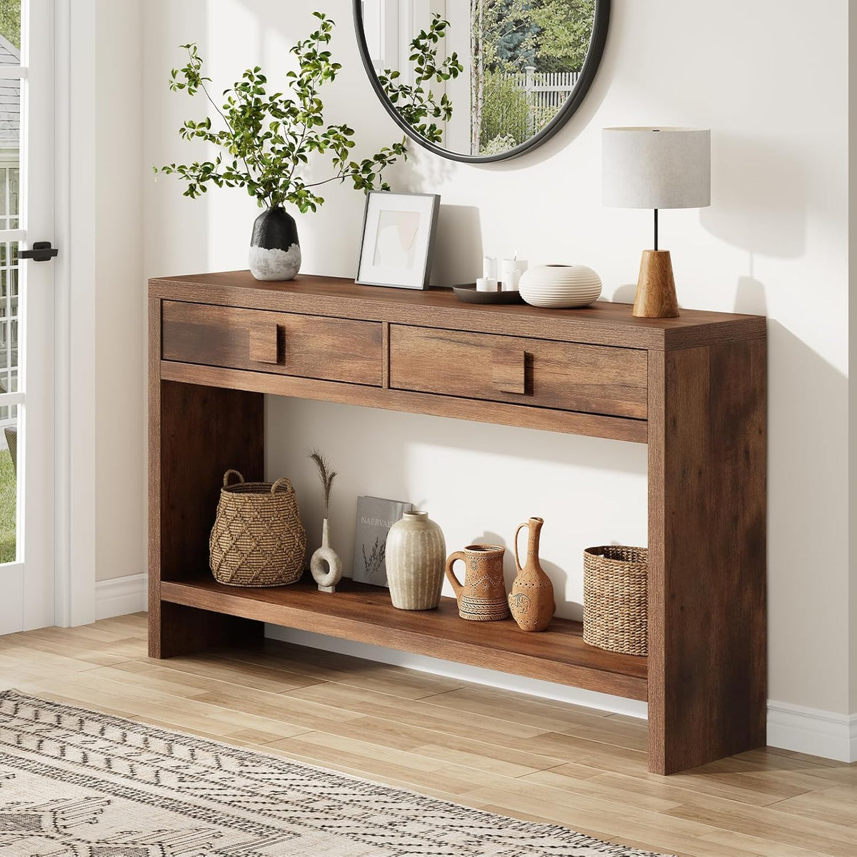 55 Inch Narrow Console Table with Drawers