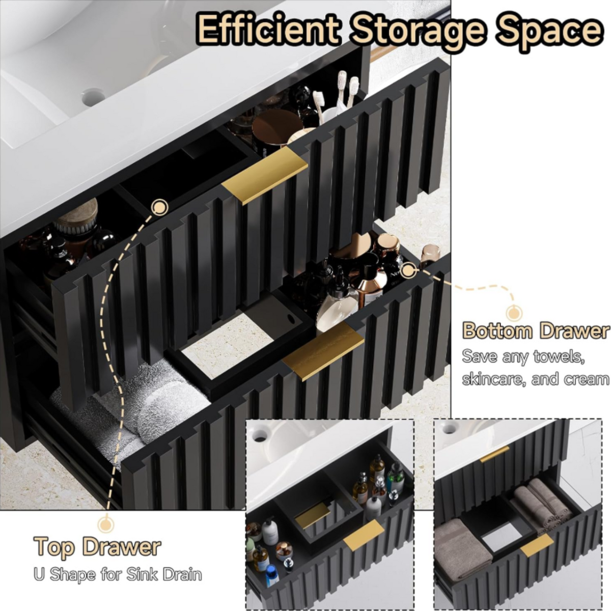24 Inch Wall-Mounted Floating Bathroom Vanity