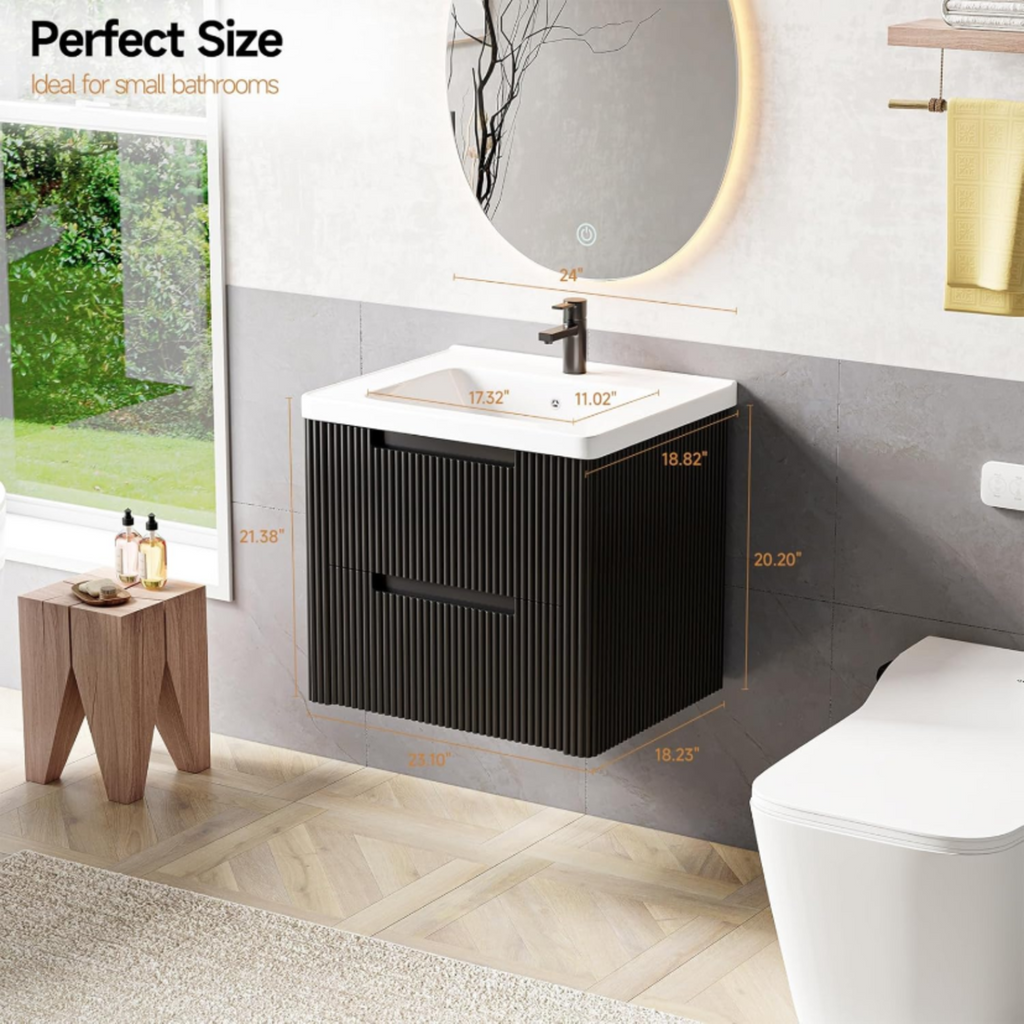 24-Inch Small Floating Bathroom Vanity with Sink