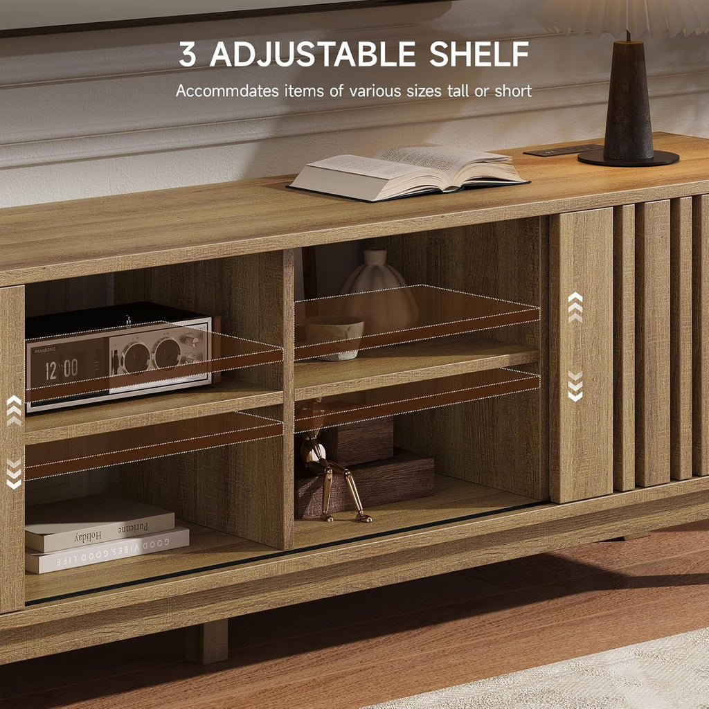 63 or 70 Inch TV Stand with Sliding Grille Doors