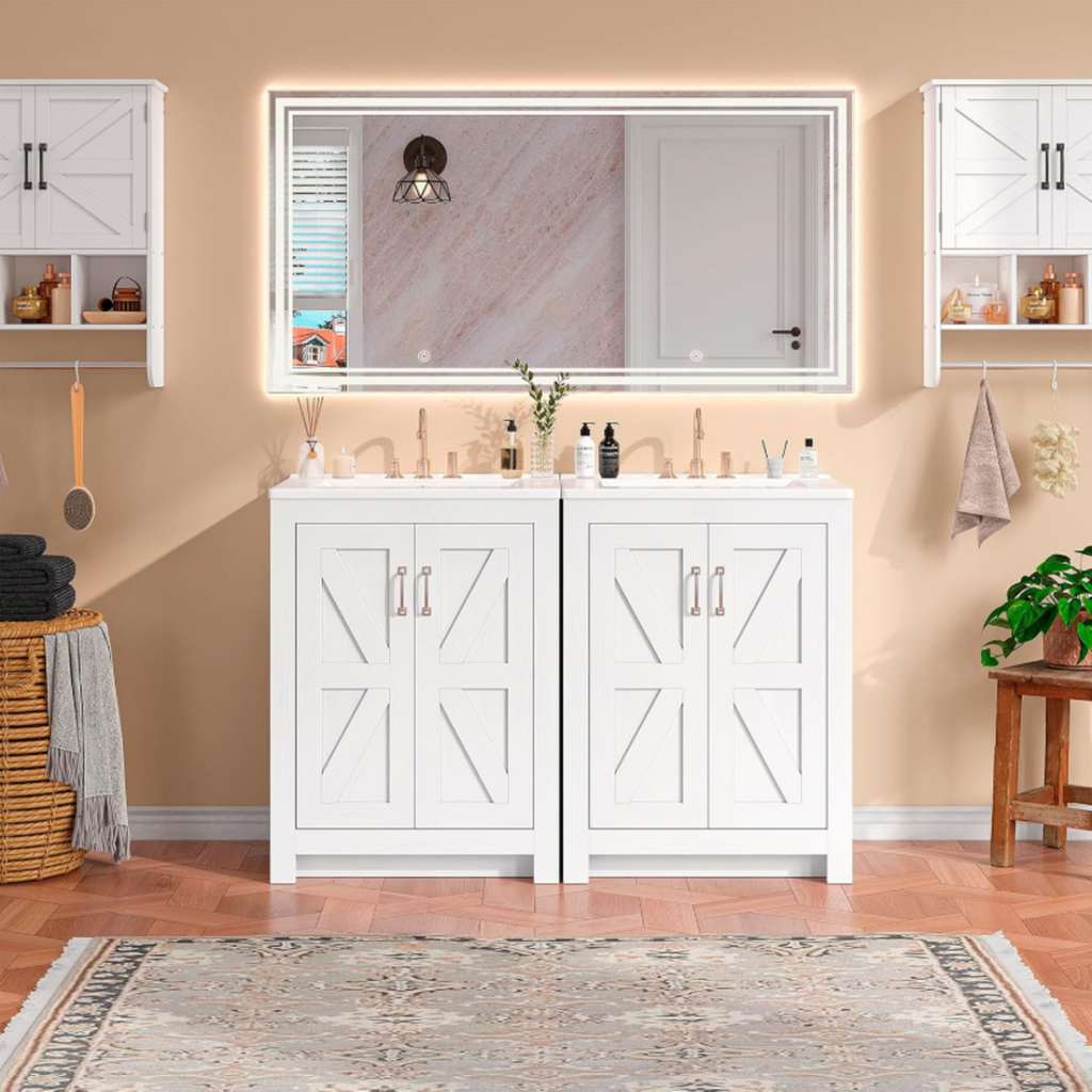24-Inch Farmhouse Bathroom Vanity with Sink, 2 Doors