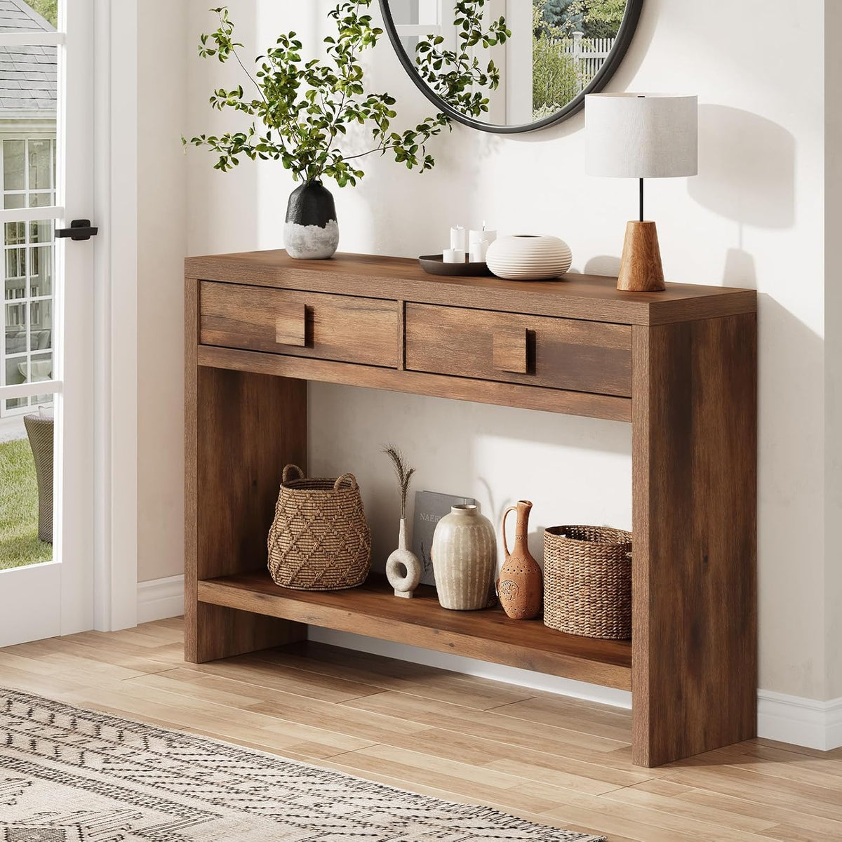 47 Inch Narrow Console Table with Drawers