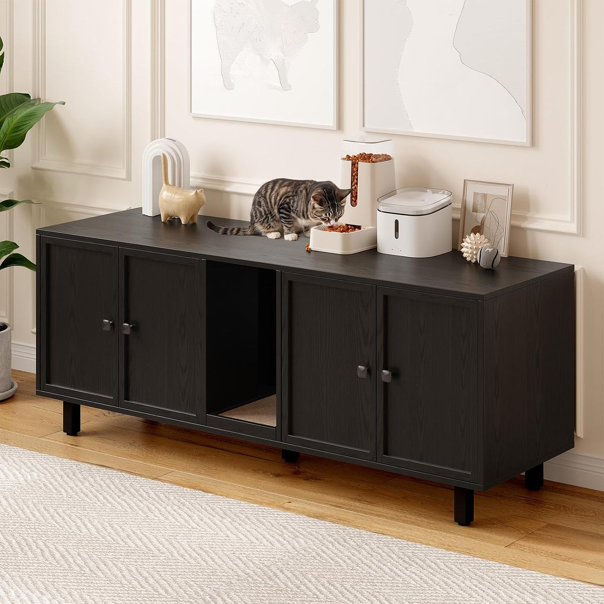 63 Inch Hidden Cat Litter Box Enclosure and TV Stand