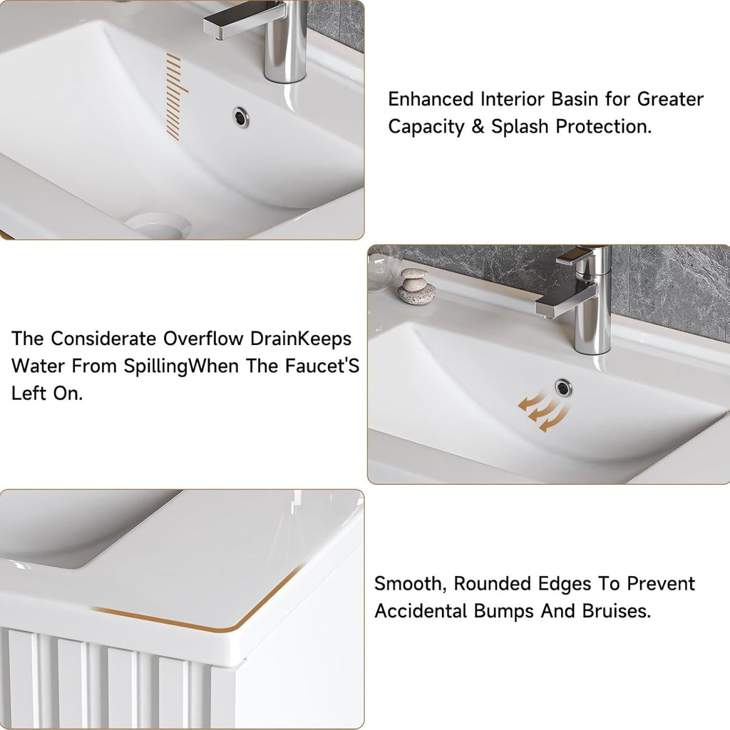 30 Inch Wall-Mounted Floating Bathroom Vanity