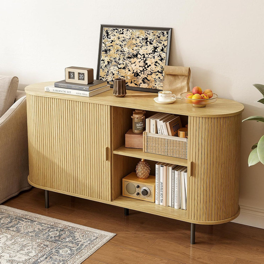 55 Inch Sideboard Buffet with Tambour Door
