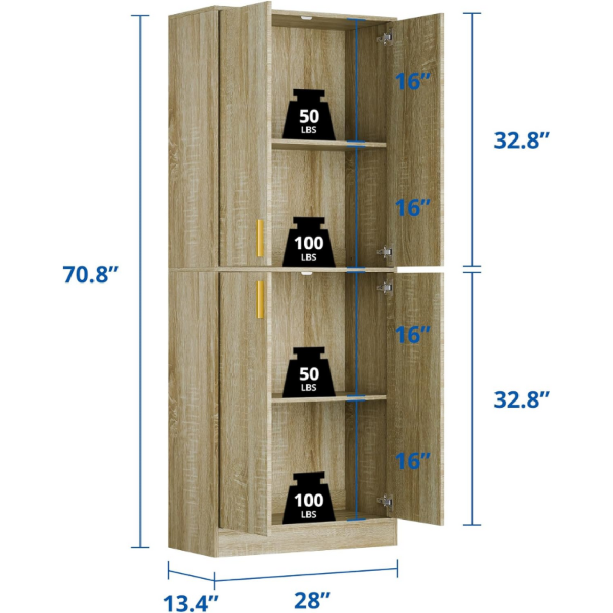 71 Inch Tall Kitchen Pantry Cabinet with Shelves
