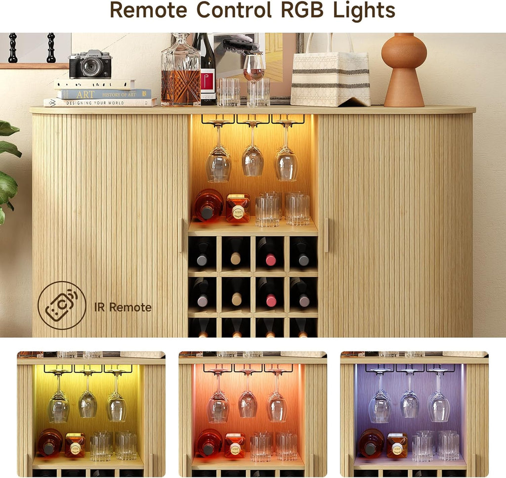 55 Inch LED Wine Bar Cabinet and Coffee Station