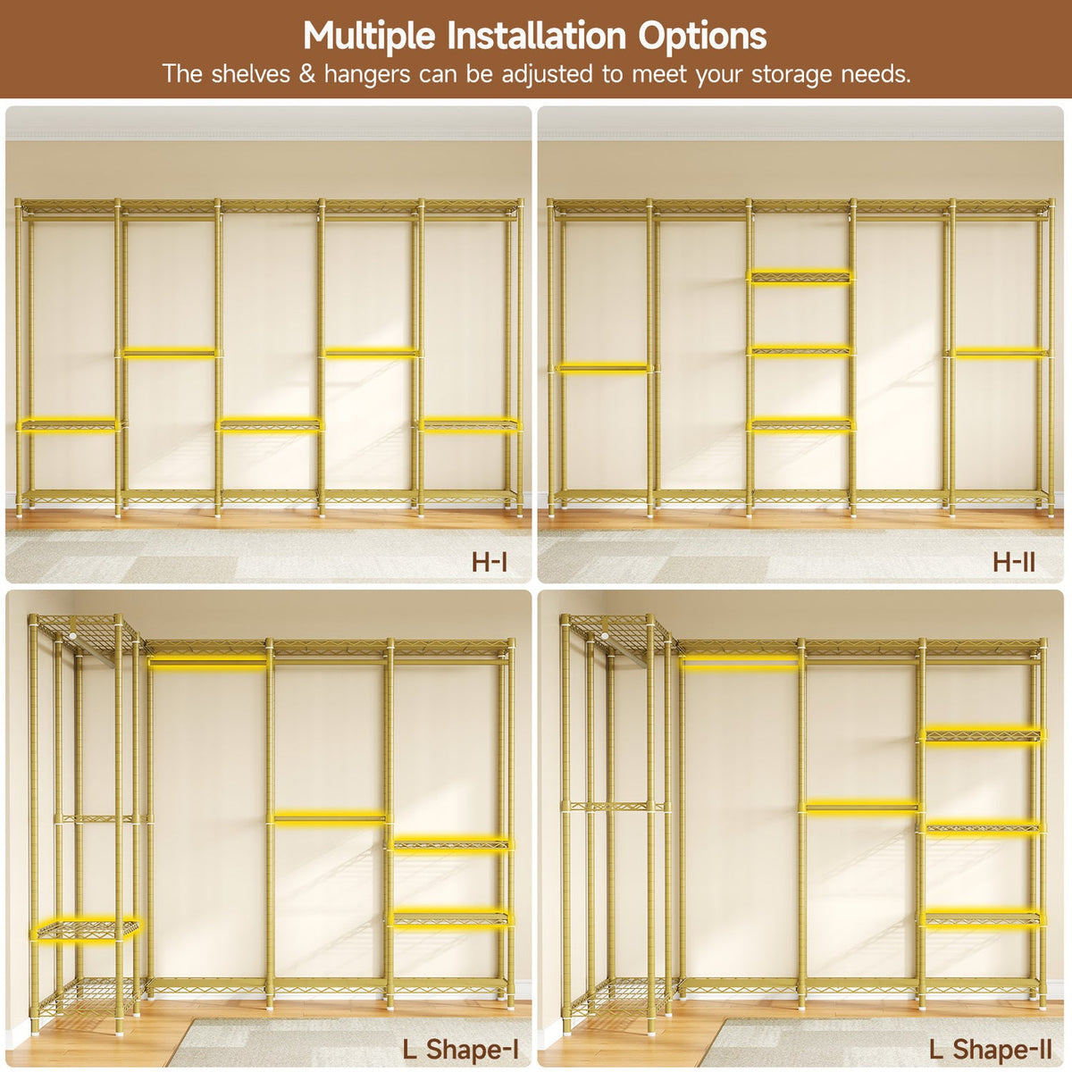 Heavy Duty Freestanding Closet Organizer with Wire Shelves