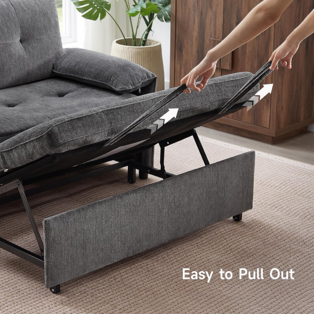 3-in-1 Convertible Chenille Sofa Bed with USB