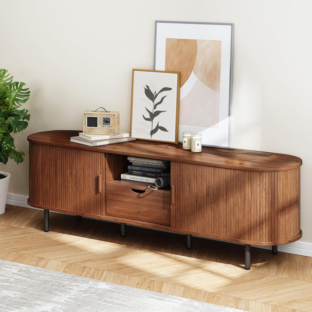 69 Inch TV Stand with Sliding Door for TVs to 80 Inch