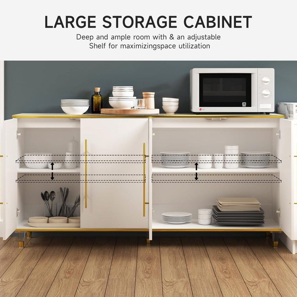 High Gloss Buffet Console Sideboard with Adjustable Shelf