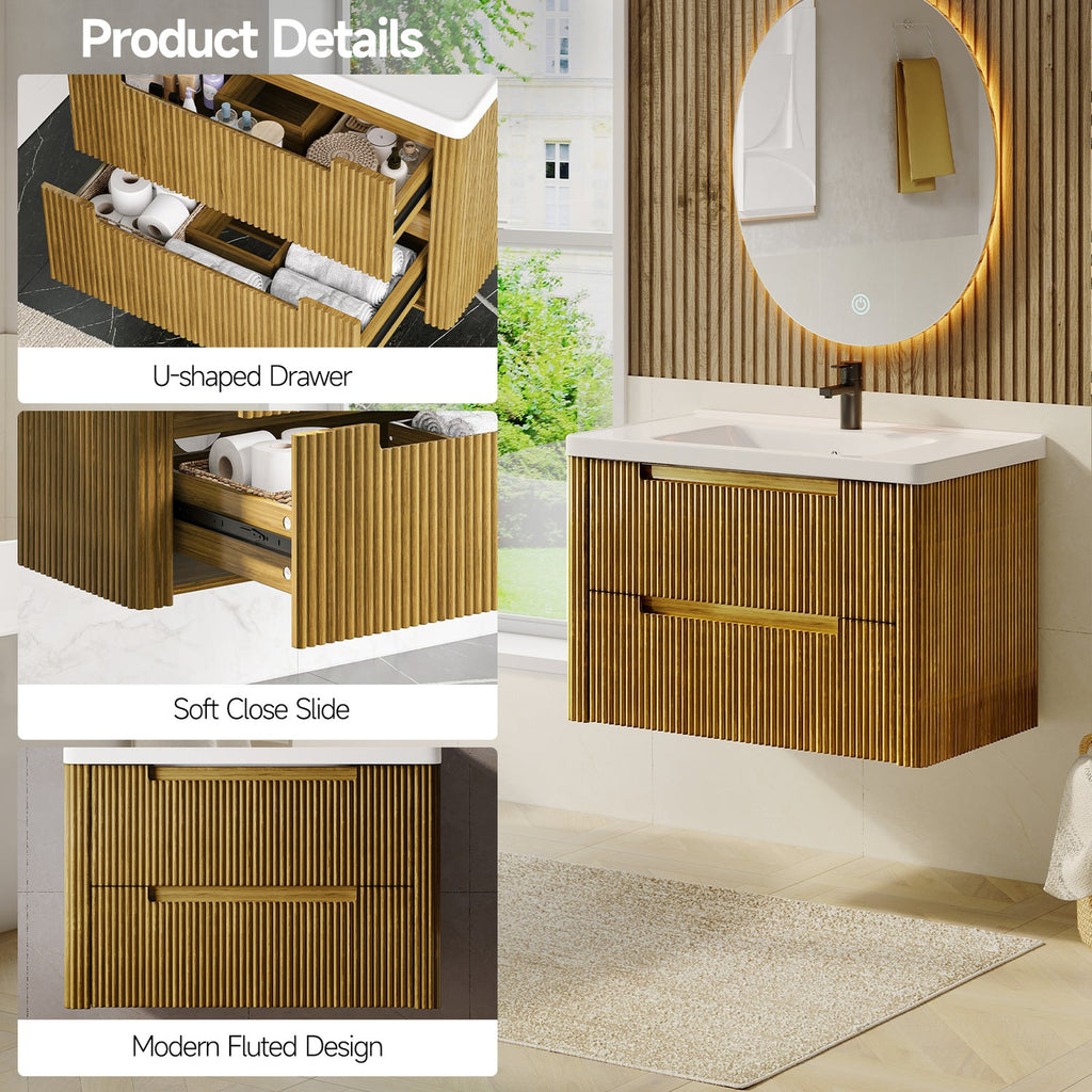 32-Inch Floating Bathroom Vanity with Sink