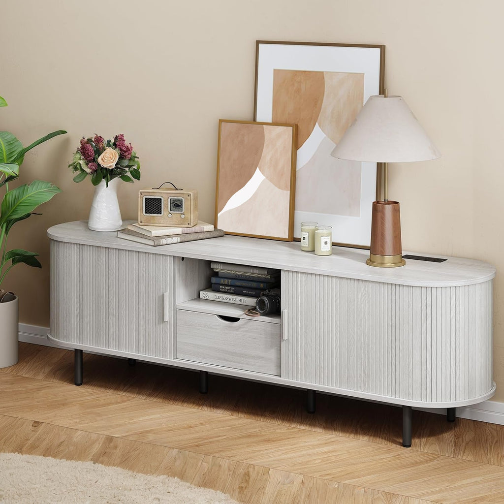 69 Inch TV Stand with Sliding Door for TVs to 80 Inch