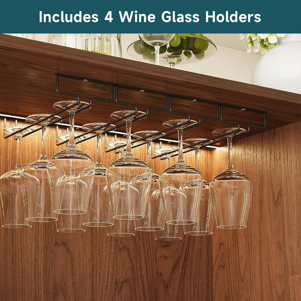 Wine Bar Cabinet with LED Lights and Charging Station