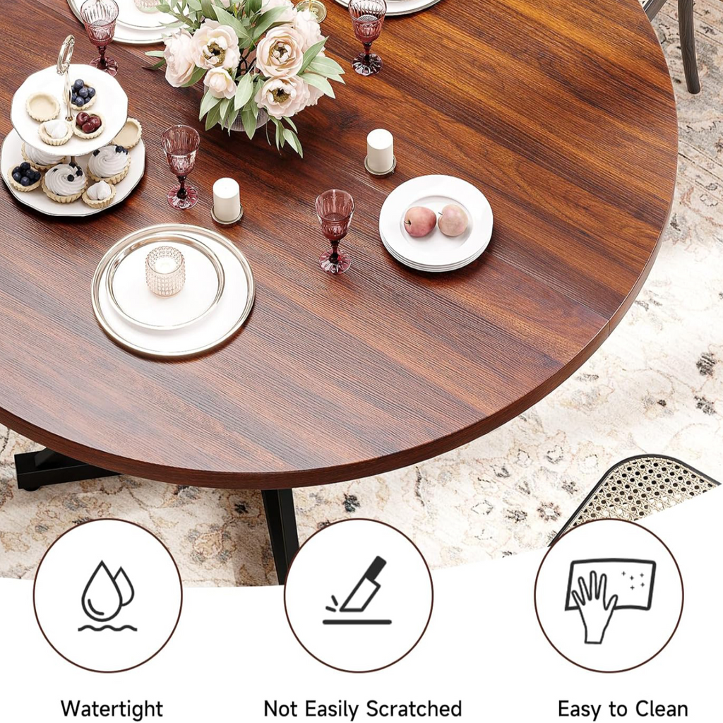 47 Inch Round Dining Table with Pedestal Base