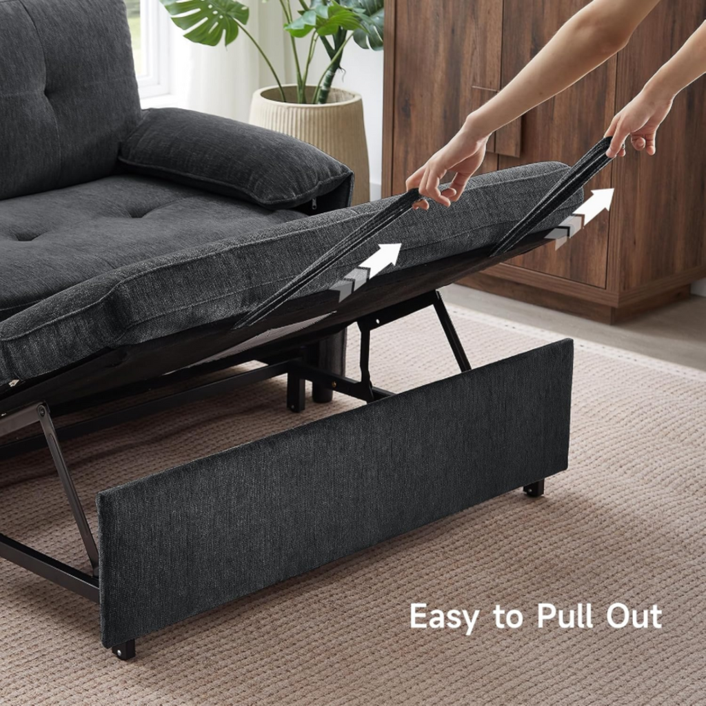 3-in-1 Convertible Chenille Sofa Bed with USB