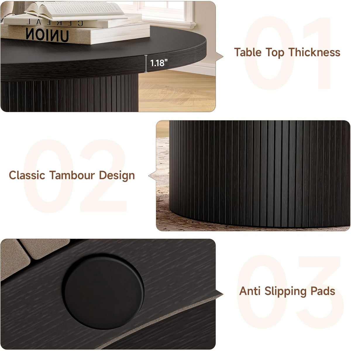 31.5 Inch Round Drum Coffee Table