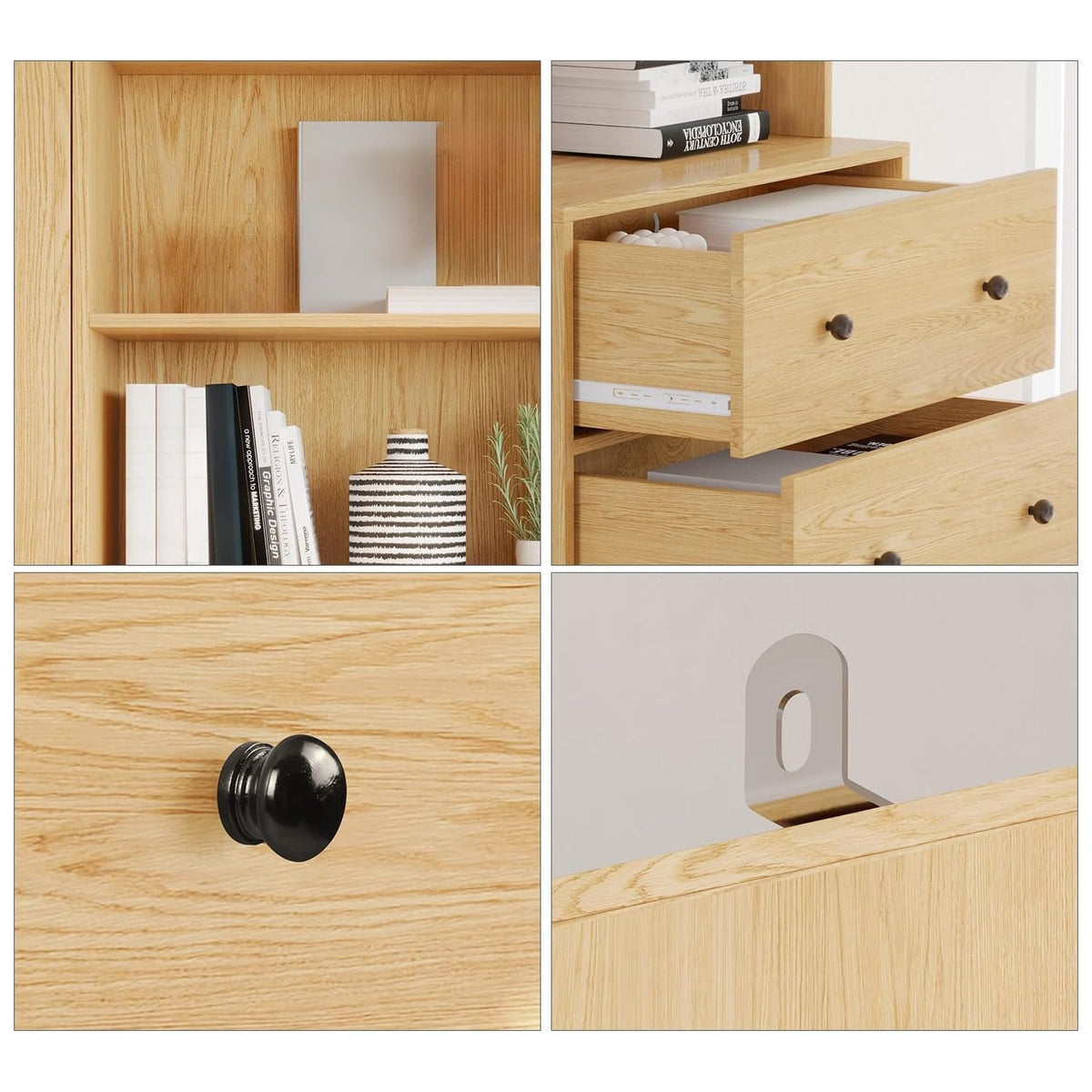 3-Piece 71" Bookcase Set with Glass Door Cabinets