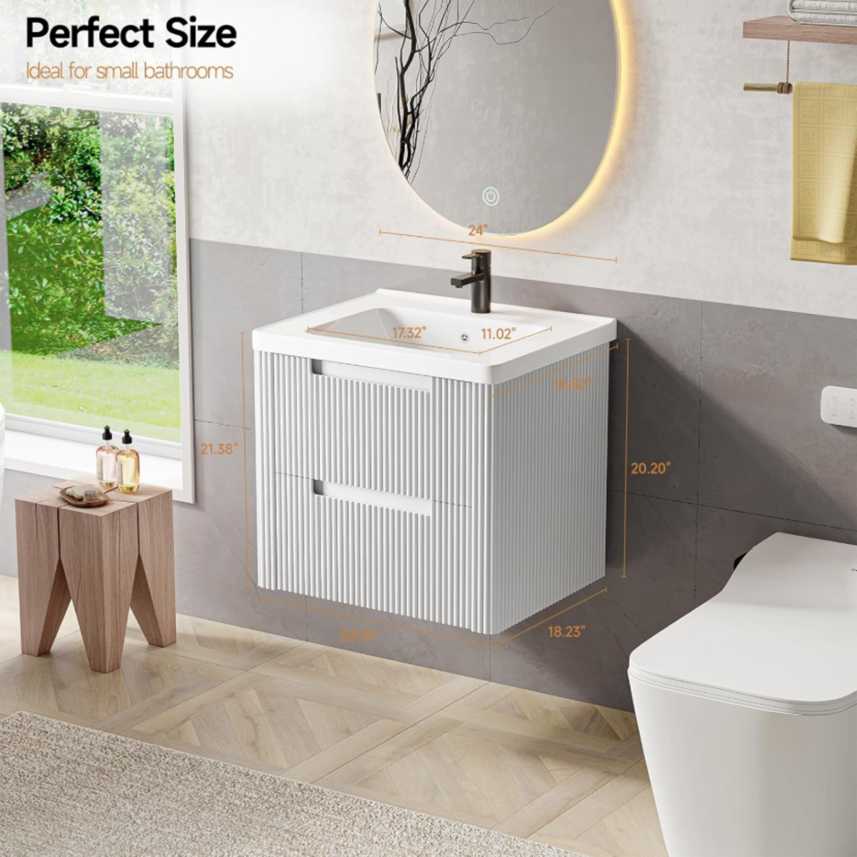 24-Inch Small Floating Bathroom Vanity with Sink