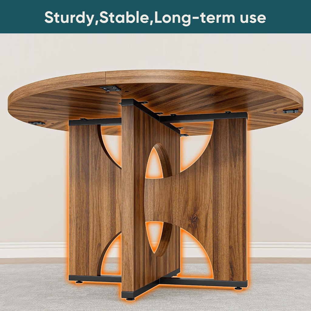 47-Inch Farmhouse Round Pedestal Dining Table
