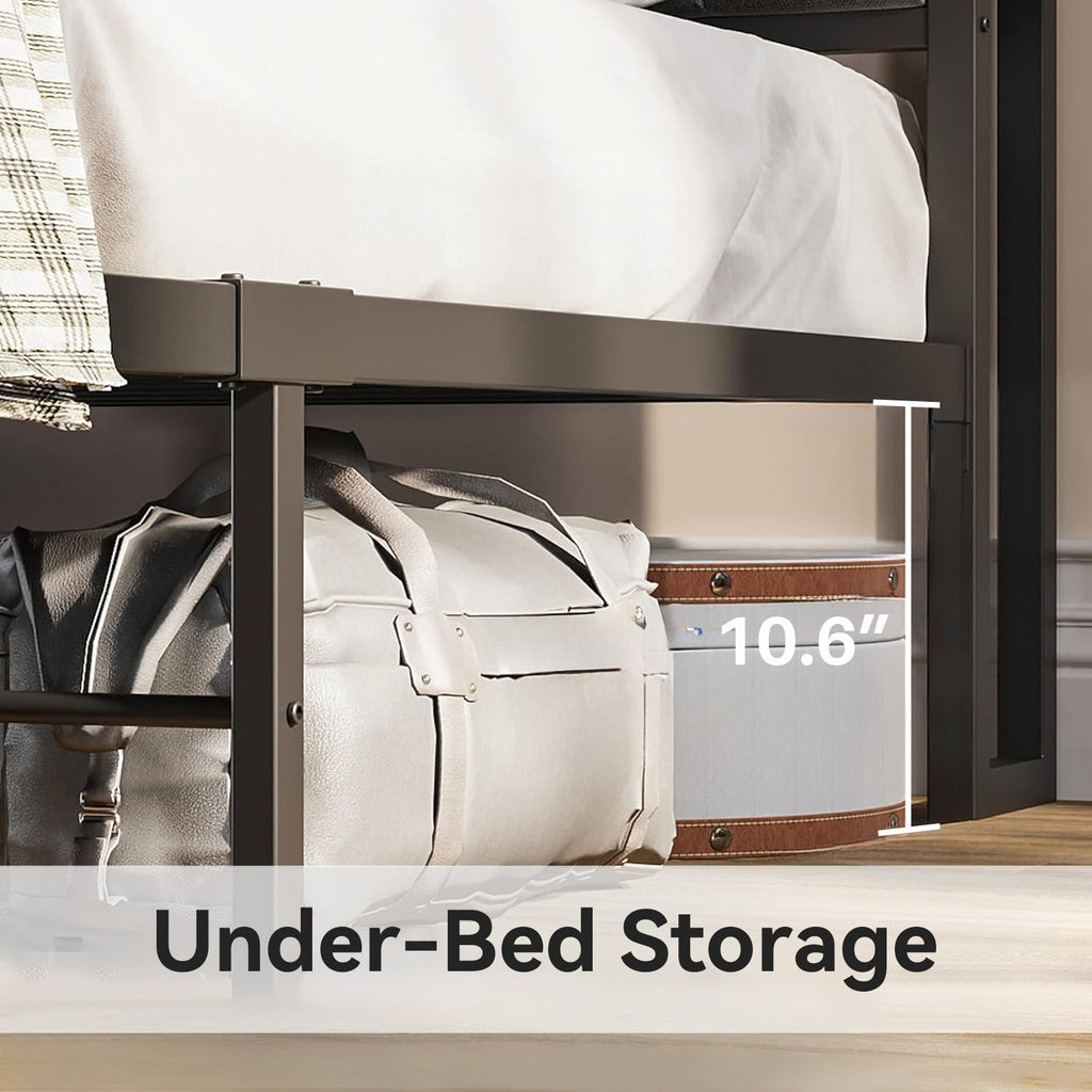 Platform Bed with Storage Headboard and Charging Station