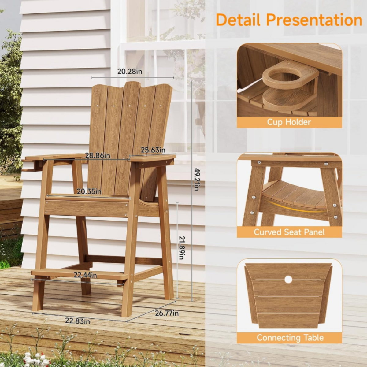 2-Piece Tall Adirondack Balcony Chair Set