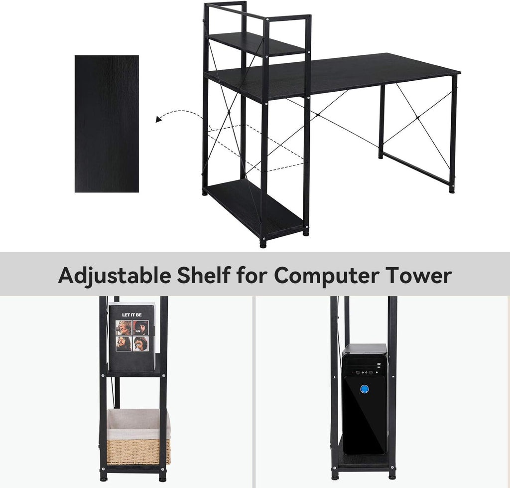 47 Inch Computer Desk with Reversible Bookshelf